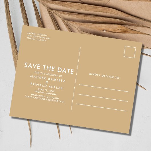 Bohoフローラ予算の結婚式の日付を保存 ポストカード