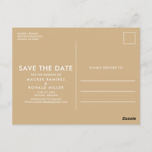 Bohoフローラ予算の結婚式の日付を保存 ポストカード (裏面)