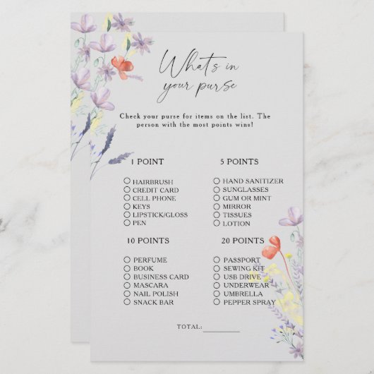 Bohoフローラ何が財布ゲームに入っている (正面/裏面)