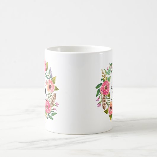 Bohoフローラ信じ彼女は彼女ができるように コーヒーマグカップ (中央)