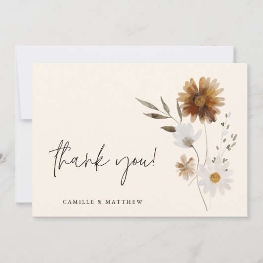 Bohoフローラ写真結婚のサンキューカード サンキューカード (正面)