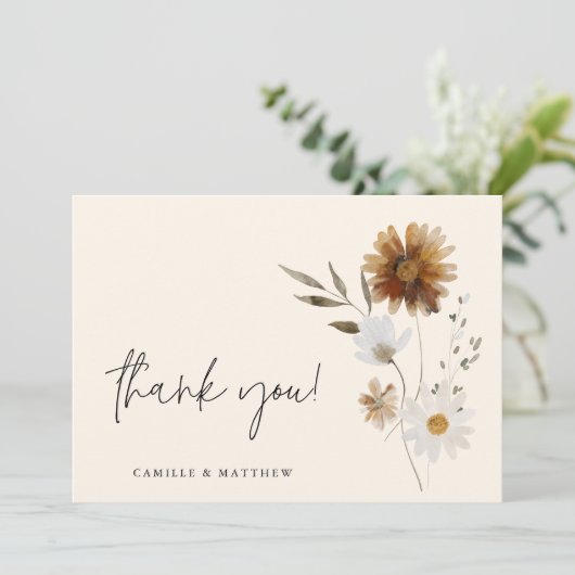 Bohoフローラ写真結婚のサンキューカード サンキューカード (スタンド正面)