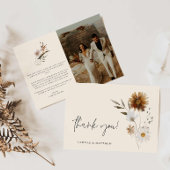 Bohoフローラ写真結婚のサンキューカード サンキューカード