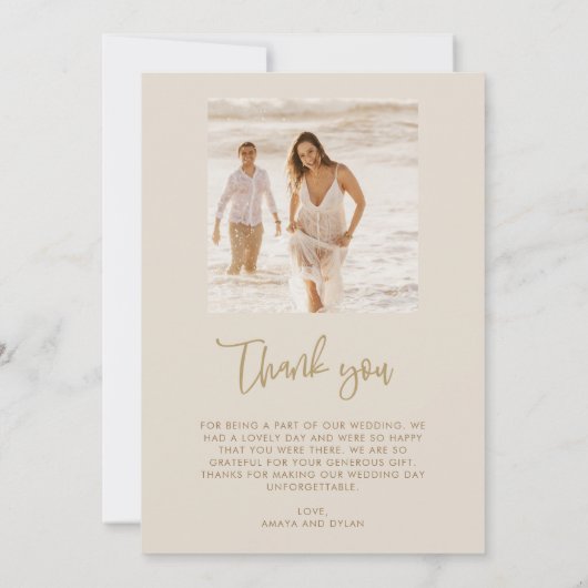 Bohoフローラ写真結婚の皆様に感謝 サンキューカード (裏面)