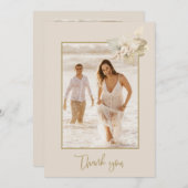 Bohoフローラ写真結婚の皆様に感謝 サンキューカード (正面/裏面)