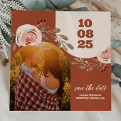 Bohoフローラ写真Save the Date Card Burnt Orange 招待状