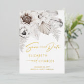 Bohoフローラ冬素朴植物保存日 箔招待状 (立ち正面)