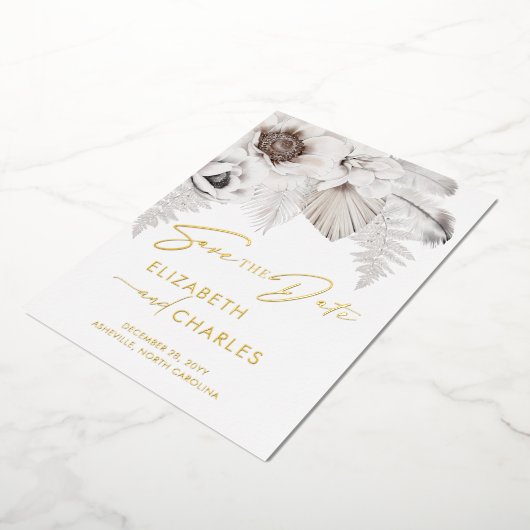 Bohoフローラ冬素朴植物保存日 箔招待状 (回転した状態)