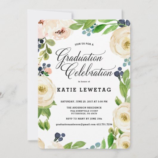 BOHOフローラ卒業発表、パーティー招待状 招待状 (裏面)