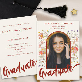 Bohoフローラ大学院写真スクリプト卒業パーティー 招待状