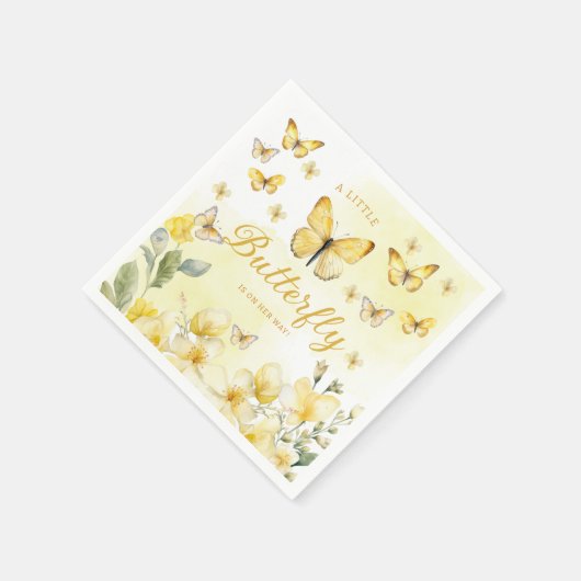 Bohoフローラ小さな蝶の女の子の赤ちゃんシャワー スタンダードカクテルナプキン (角)
