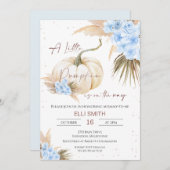 Bohoフローラ少年リトルカボチャ赤ちゃんシャワー 招待状 (正面/裏面)