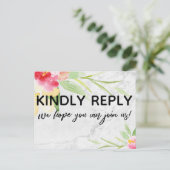 Bohoフローラ微妙な大理石ソングリクエストRSVP ポストカード (スタンド正面)