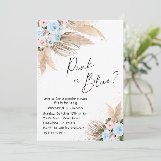 Bohoフローラ性別パーティーの表示 招待状 (スタンド正面)