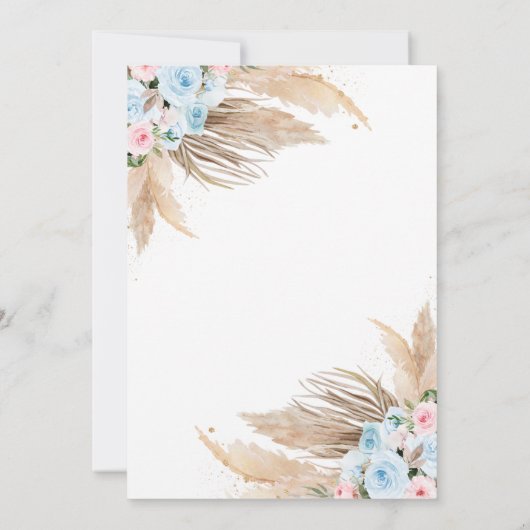 Bohoフローラ性別パーティーの表示 招待状 (裏面)