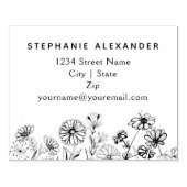 Bohoフローラ手描きデイジーと野生の花 ラバースタンプ (インプリント)