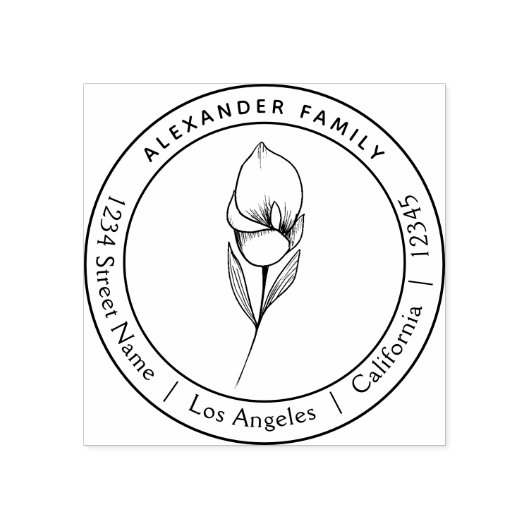 Bohoフローラ手描きユリカスタムゴム印 ラバースタンプ (インプリント)