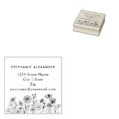 Bohoフローラ手描き花カスタム咲き ラバースタンプ (押印)