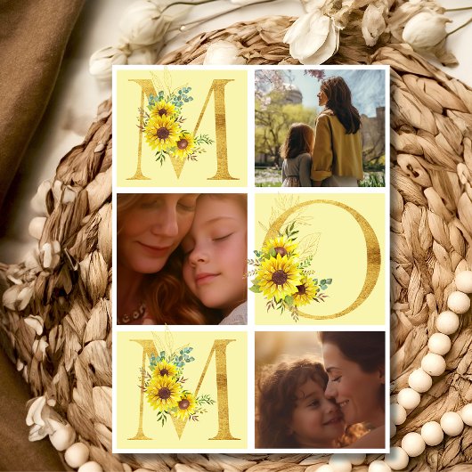 Bohoフローラ手紙mom 3枚の写真母の日 シーズンカード