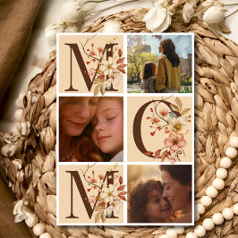 Bohoフローラ手紙mom 3枚の写真母の日 シーズンカード