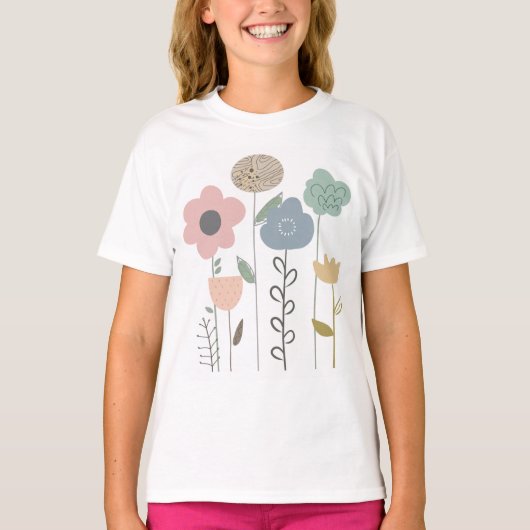 Bohoフローラ抽象芸術壁紙 Tシャツ (正面)
