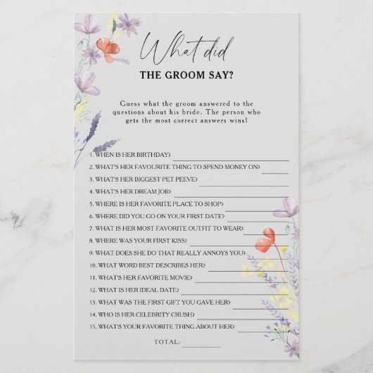 Bohoフローラ新郎は何と言ったブライダルゲーム (正面)