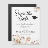 Bohoフローラ日付磁石の保存 マグネット招待状 (正面/裏面)