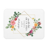 Bohoフローラ植物結婚式の日付を保存 マグネット (横)