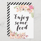 Bohoフローラ楽しむ食品の看板5x7インチサイズ 招待状 (正面/裏面)