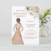 Bohoフローラ水の色の女の子のドレスQuinceanera 招待状 (スタンド正面)