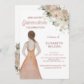 Bohoフローラ水の色の女の子のドレスQuinceanera 招待状 (正面/裏面)