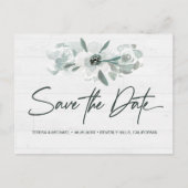 Bohoフローラ水の色モダン日付を保存スクリプト 案内ポストカード (正面)