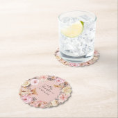 Bohoフローラ水彩ほこりっぽいピンクの赤ちゃん女の子シャワー ペーパーコースター (インサイチュ)