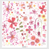 Bohoフローラ水彩カラフル シール (シート)