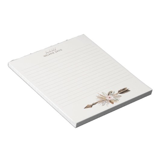 Bohoフローラ水彩メモ帳素朴- Antler Dee ノートパッド (アングル)