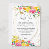 Bohoフローラ水彩卒業金ゴールド写真 サンキューカード (正面)