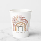 Bohoフローラ水彩虹の赤ちゃんシャワー 紙コップ (裏面)