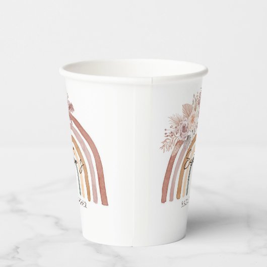 Bohoフローラ水彩虹の赤ちゃんシャワー 紙コップ (右)