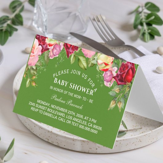 Bohoフローラ水彩赤男女兼用ちゃんシャワー