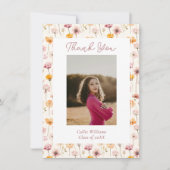 Bohoフローラ水彩野草卒業 サンキューカード (正面)