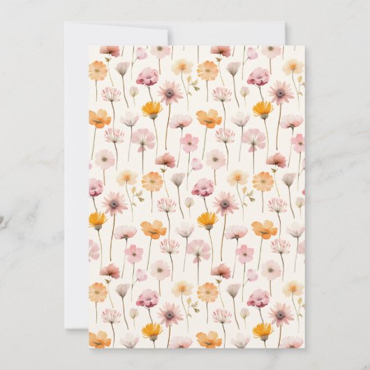 Bohoフローラ水彩野草卒業 招待状 (裏面)