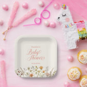 Bohoフローラ水彩野草赤ちゃんシャワー ペーパープレート (パーティー)