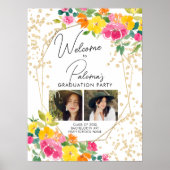 Bohoフローラ水彩2写真卒業へようこそ ポスター (正面)
