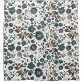 Bohoフローラ水彩 シャワーカーテン (正面)