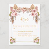 bohoフローラ熱帯金ゴールドスクリプ結婚トrsvp ポストカード (正面)