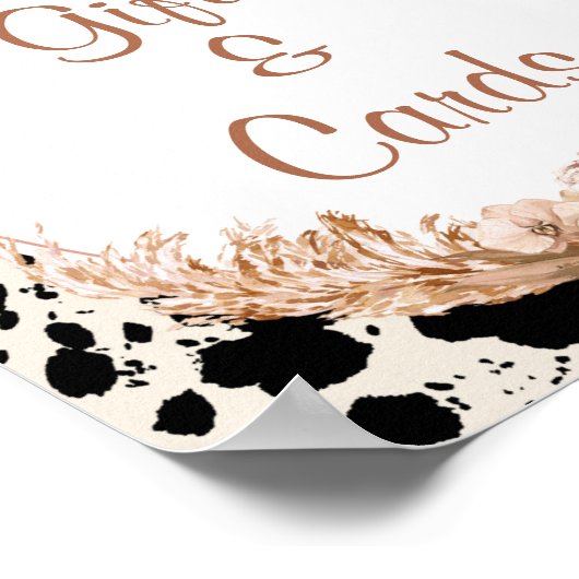 Bohoフローラ牛の贈り物とカード赤ちゃんシャワー記号 ポスター (角)