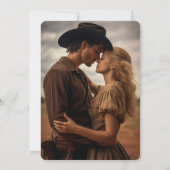 Bohoフローラ牛スカル西の写真の日付を保存 招待状 (裏面)