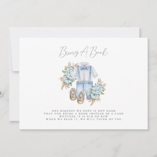 Bohoフローラ男の赤ちゃんシャワーが本を持ってくる 招待状 (正面)
