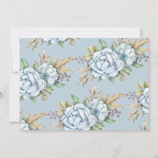 Bohoフローラ男の赤ちゃんシャワーが本を持ってくる 招待状 (裏面)