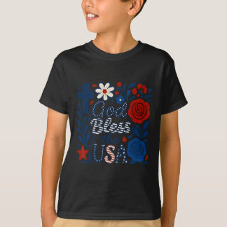 Bohoフローラ神は7月Gのアメリカ4th花を祝福 Tシャツ